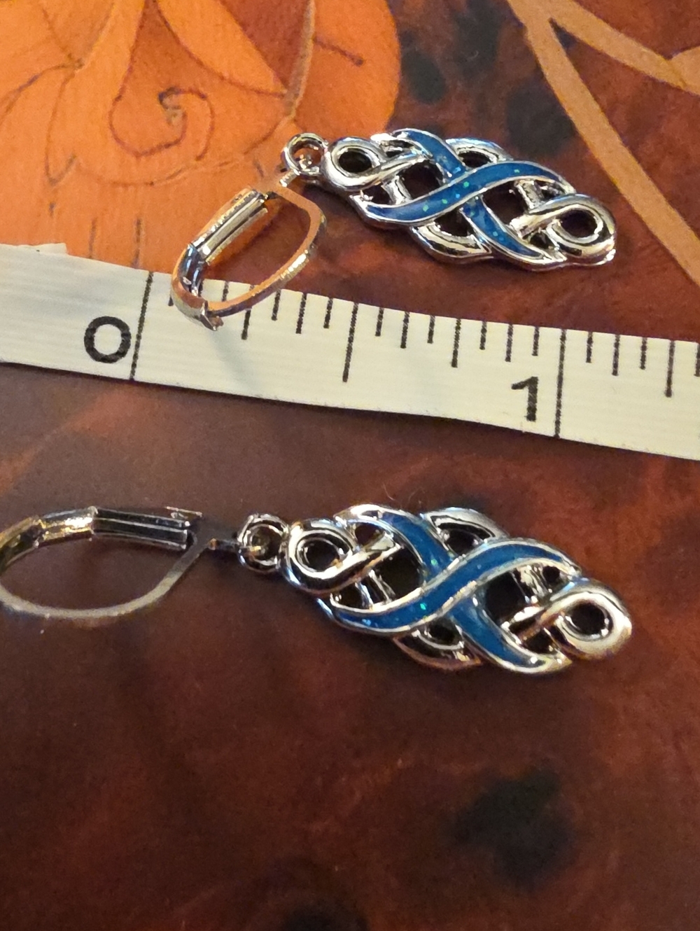 Silver-Tone Blue Infinity Knot Drop Earrings - Unbranded - Picture 3 of 5